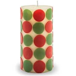 Holiday|Candles & Fragrances|MacKenzie-Childs Macrodot 6 Red Green Pillar Candle