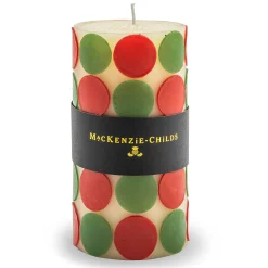Holiday|Candles & Fragrances|MacKenzie-Childs Macrodot 6 Red  Green Pillar Candle