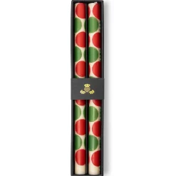 Holiday|Candles & Fragrances|MacKenzie-Childs Macrodot Red  Green Dinner Candles, Set of 2