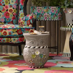 Spring|Outdoor|MacKenzie-Childs Maia Owl Garden Stool