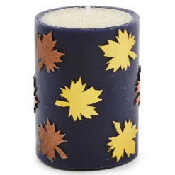 The Fall Shop|Candles & Fragrances|MacKenzie-Childs Maple Leaf Navy 4 Pillar Candle