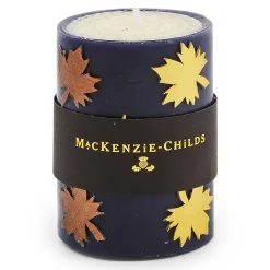 The Fall Shop|Candles & Fragrances|MacKenzie-Childs Maple Leaf Navy 4 Pillar Candle