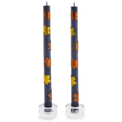 The Fall Shop|Candles & Fragrances|MacKenzie-Childs Maple Leaf Navy Dinner Candles, Set of 2