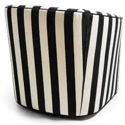 Living Room|MacKenzie-Childs Marquee Black Stripe Chenille Swivel Chair