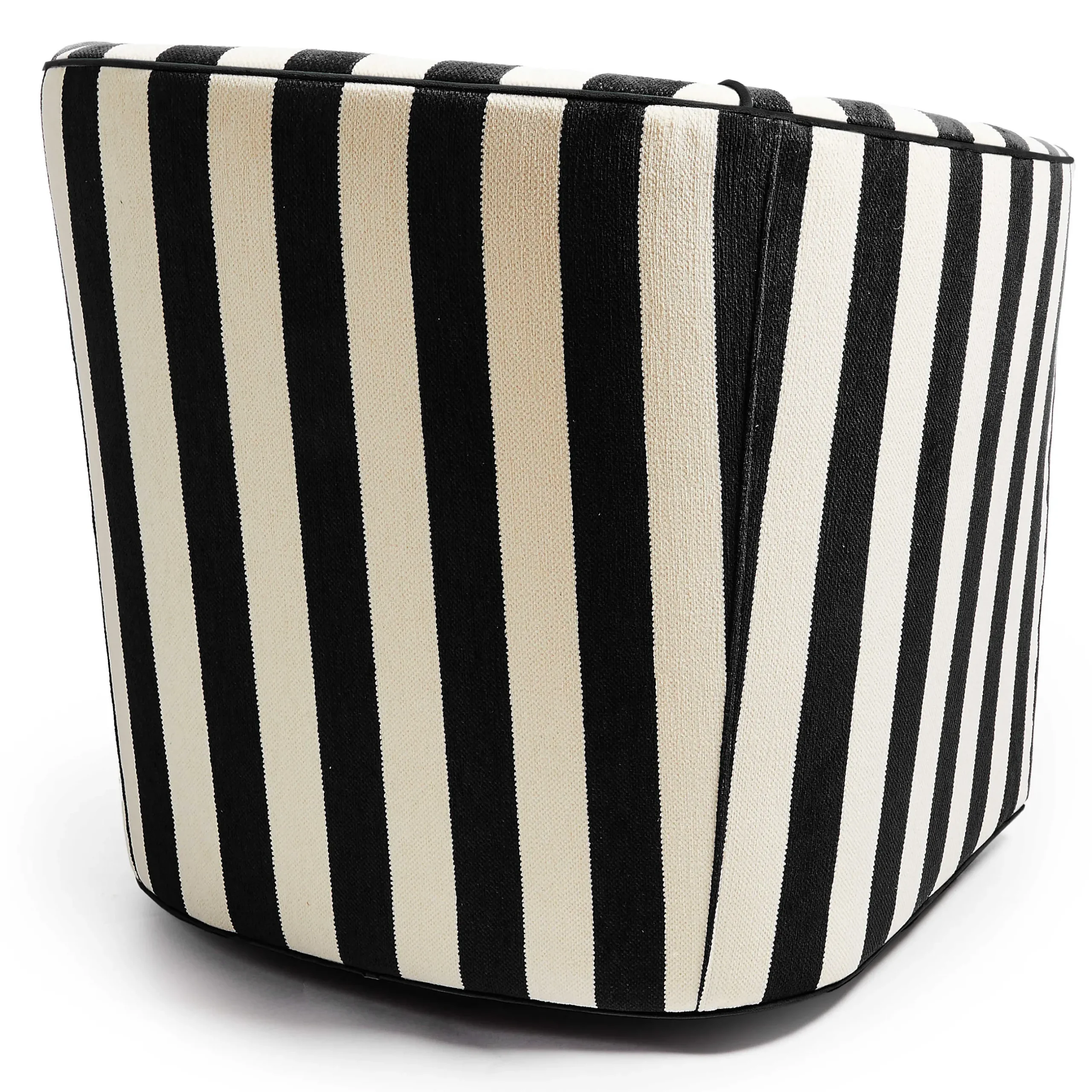 Living Room|MacKenzie-Childs Marquee Black Stripe Chenille Swivel Chair