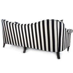 Living Room|MacKenzie-Childs Marquee Black Stripe Chenille Sofa