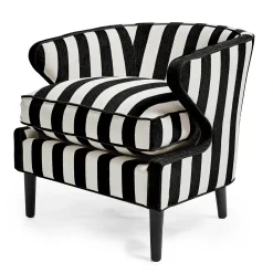 Living Room|MacKenzie-Childs Marquee Black Stripe Chenille Accent Chair