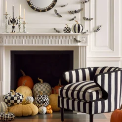 Living Room|MacKenzie-Childs Marquee Black Stripe Chenille Accent Chair