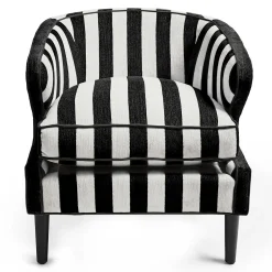 Living Room|MacKenzie-Childs Marquee Black Stripe Chenille Accent Chair
