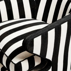 Living Room|MacKenzie-Childs Marquee Black Stripe Chenille Accent Chair