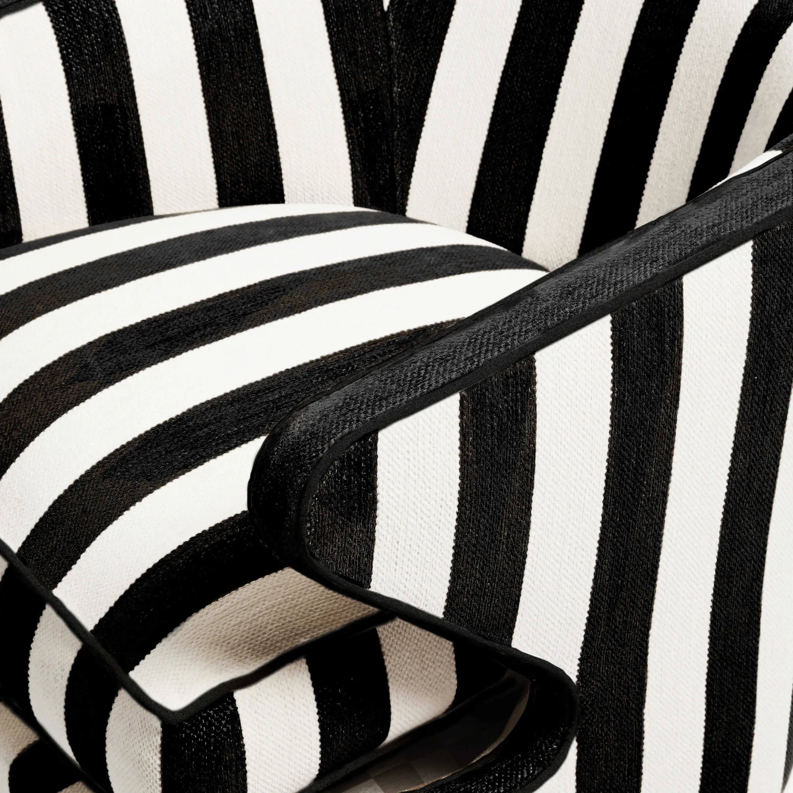 Living Room|MacKenzie-Childs Marquee Black Stripe Chenille Accent Chair