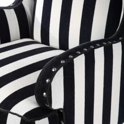 Living Room|MacKenzie-Childs Marquee Black Stripe Chenille Wing Chair