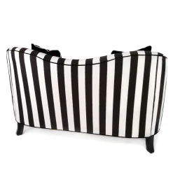 Living Room|MacKenzie-Childs Marquee Black Stripe Chenille Loveseat