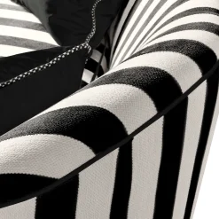 Living Room|MacKenzie-Childs Marquee Black Stripe Chenille Loveseat