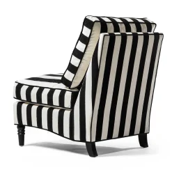 Living Room|MacKenzie-Childs Marquee Black Stripe Chenille Armless Chair