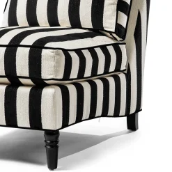 Living Room|MacKenzie-Childs Marquee Black Stripe Chenille Armless Chair