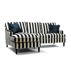 Living Room|MacKenzie-Childs Marquee Black Stripe 2-Piece Left Arm Chaise Sectional