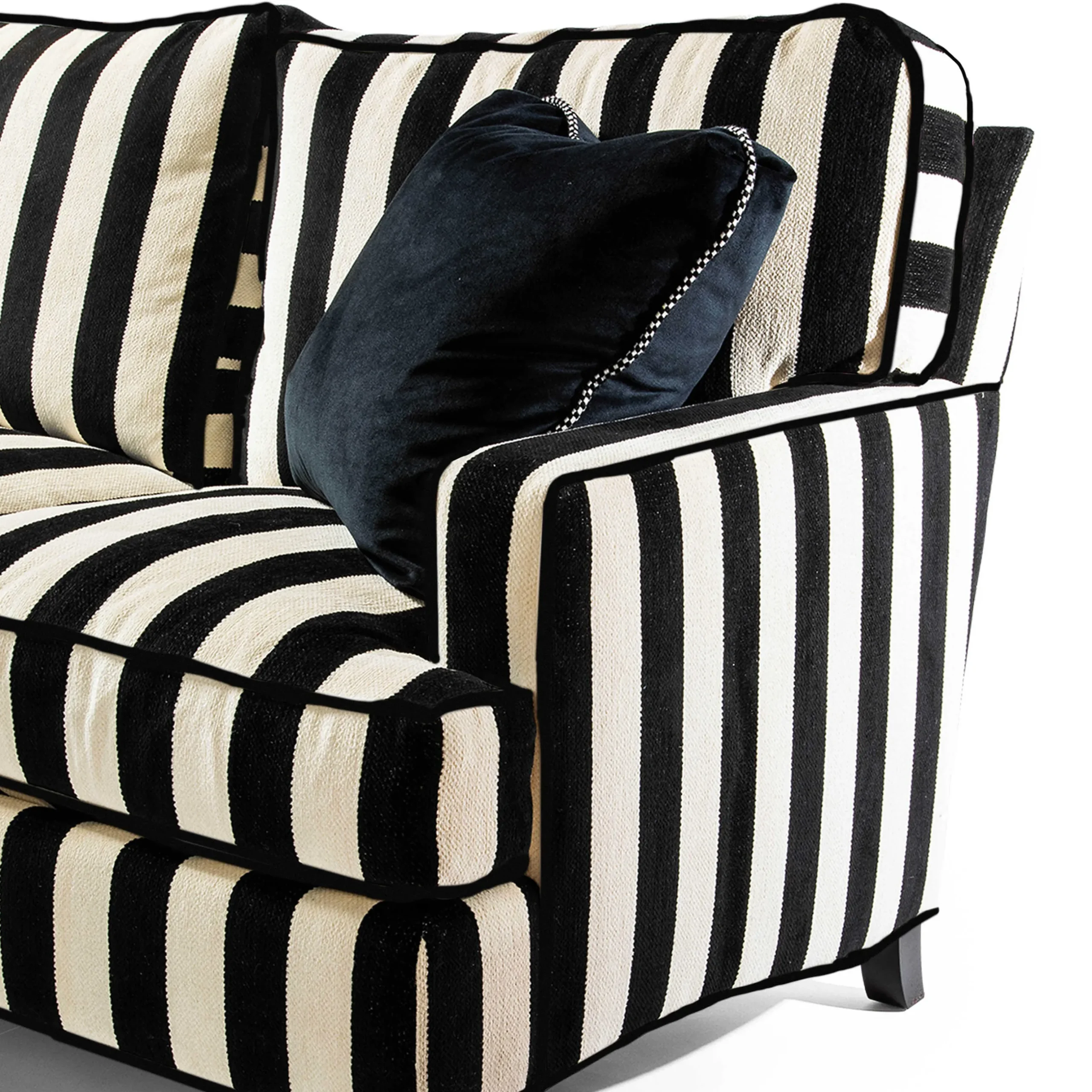 Living Room|MacKenzie-Childs Marquee Black Stripe 2-Piece Left Arm Chaise Sectional