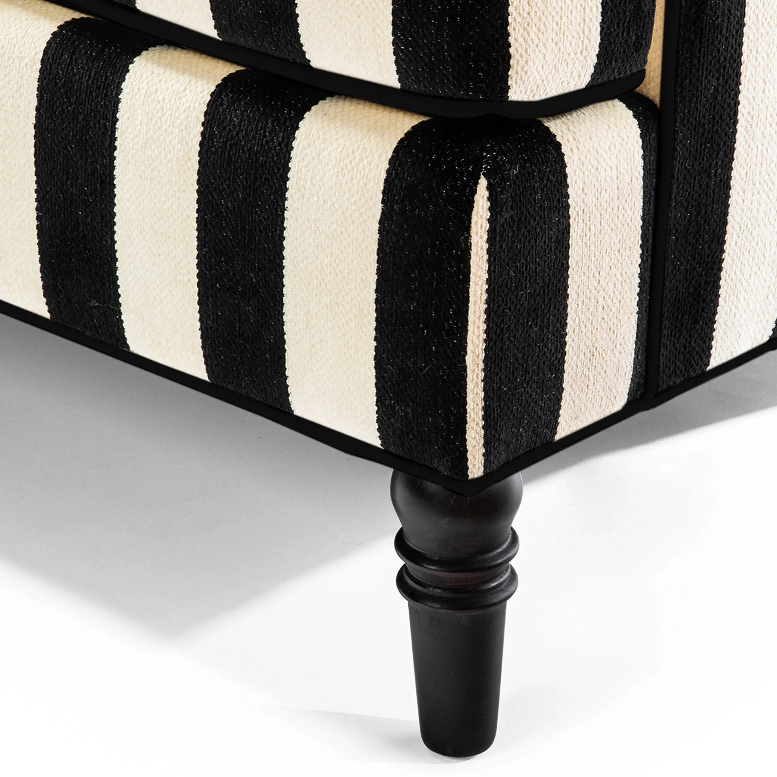 Living Room|MacKenzie-Childs Marquee Black Stripe 2-Piece Left Arm Chaise Sectional