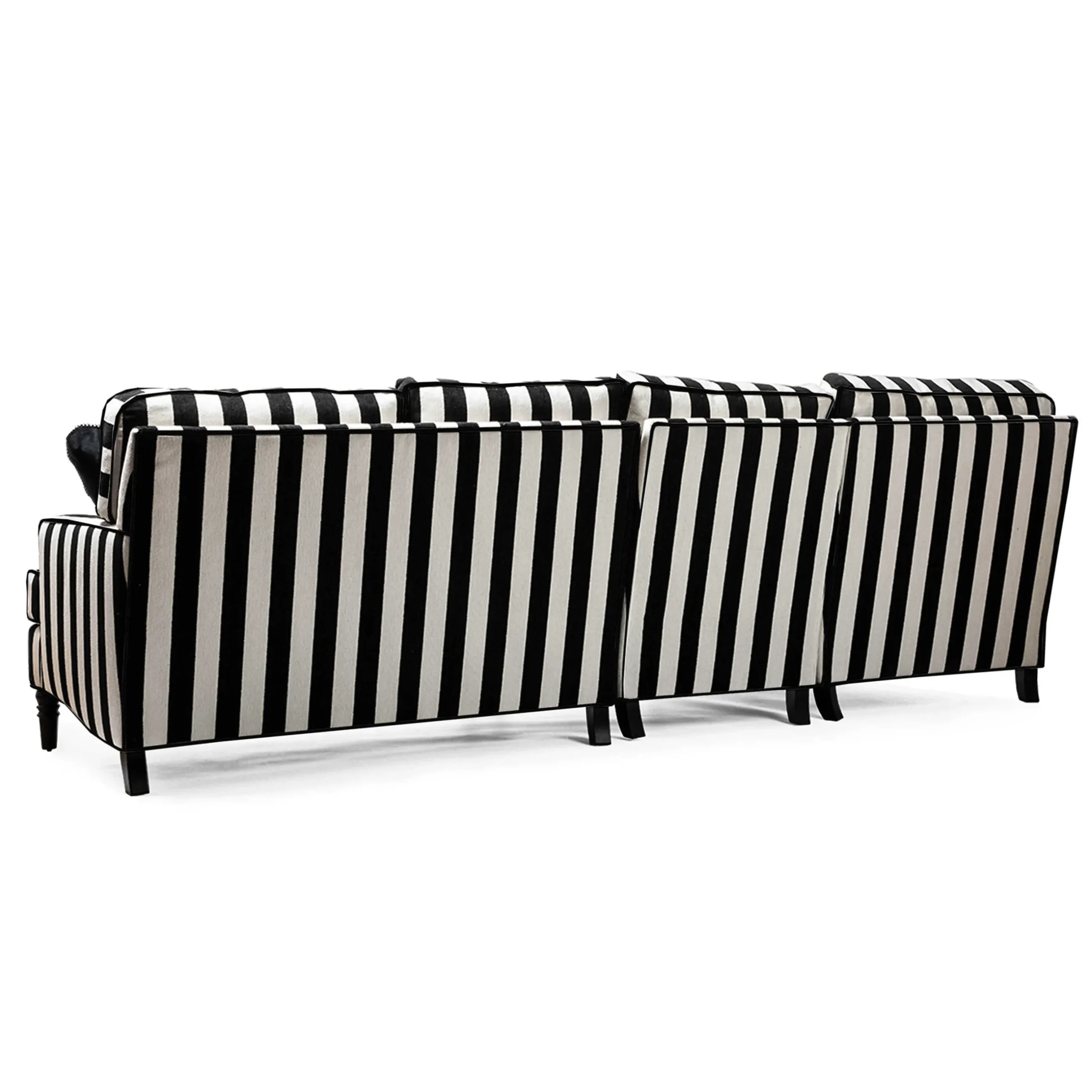 Living Room|MacKenzie-Childs Marquee Black Stripe 2-Piece Left Arm Chaise Sectional