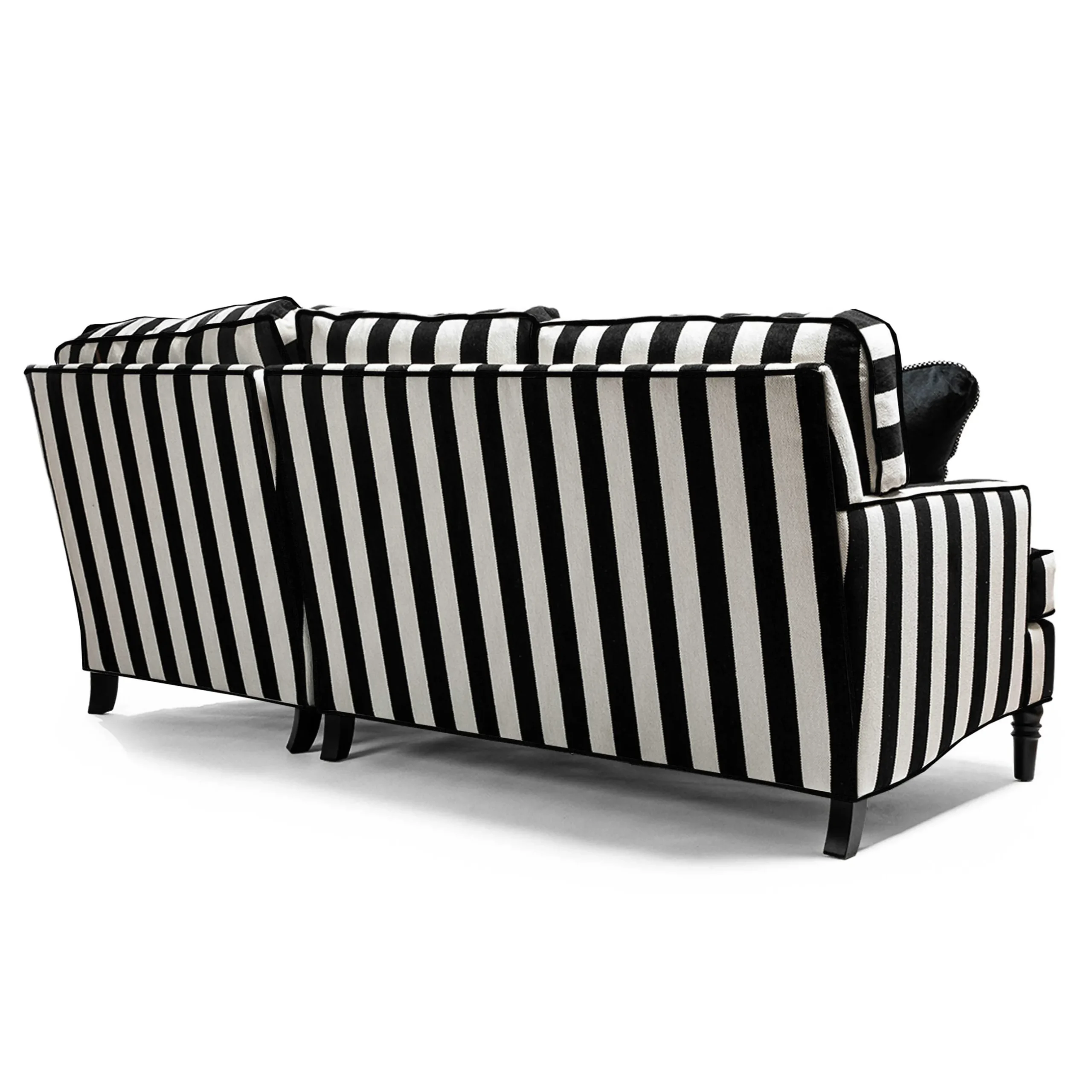 Living Room|MacKenzie-Childs Marquee Black Stripe 2-Piece Right Arm Chaise Sectional