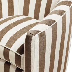 Living Room|MacKenzie-Childs Marquee Brown Stripe Chenille Swivel Chair
