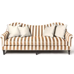 Living Room|MacKenzie-Childs Marquee Brown Stripe Chenille Sofa