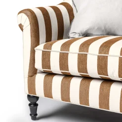 Living Room|MacKenzie-Childs Marquee Brown Stripe Chenille Sofa