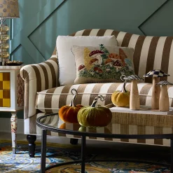 Living Room|MacKenzie-Childs Marquee Brown Stripe Chenille Loveseat