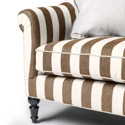 Living Room|MacKenzie-Childs Marquee Brown Stripe Chenille Loveseat
