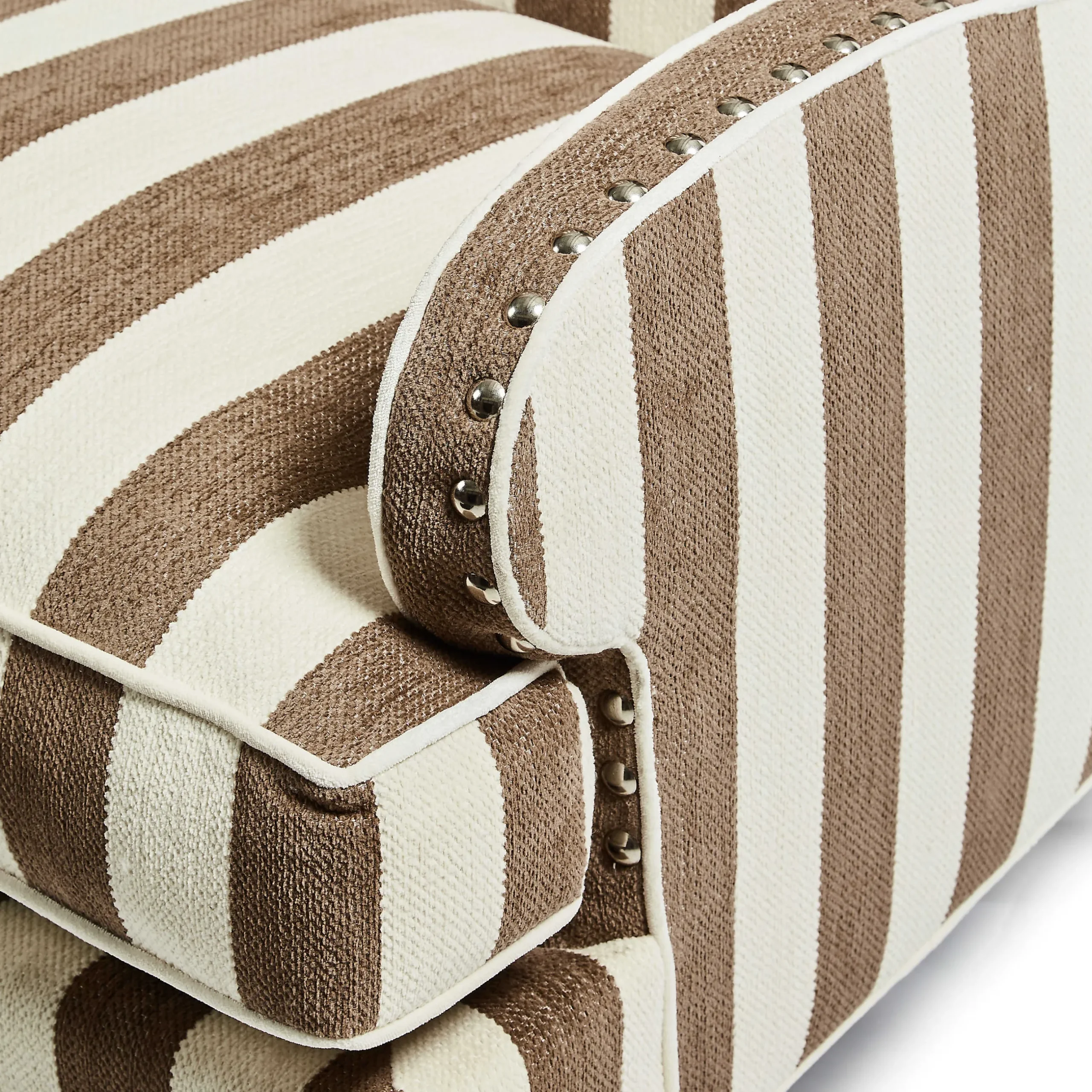 Living Room|MacKenzie-Childs Marquee Brown Stripe Chenille Wing Chair