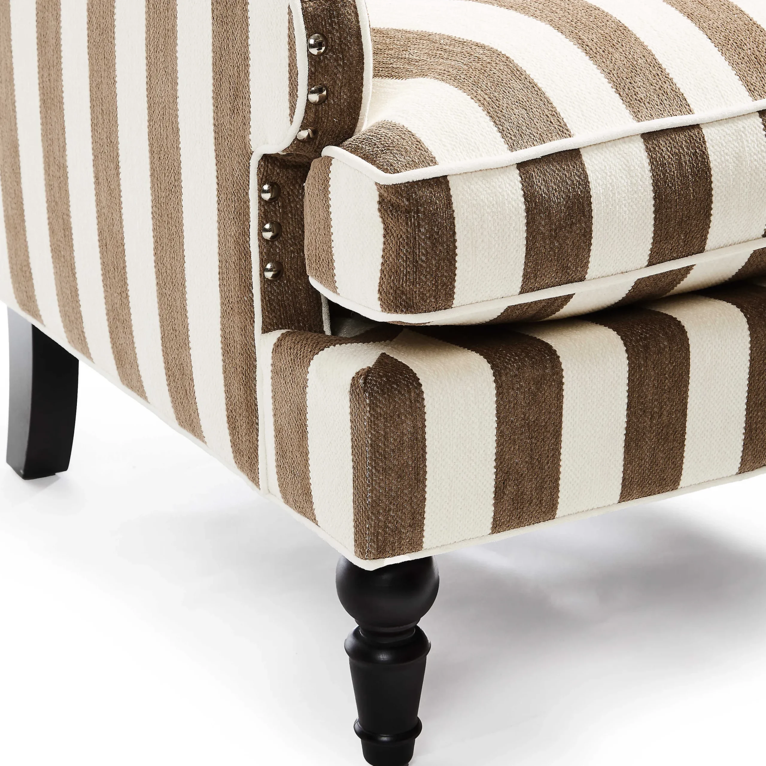 Living Room|MacKenzie-Childs Marquee Brown Stripe Chenille Wing Chair