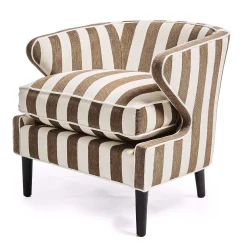 Living Room|MacKenzie-Childs Marquee Brown Stripe Chenille Accent Chair