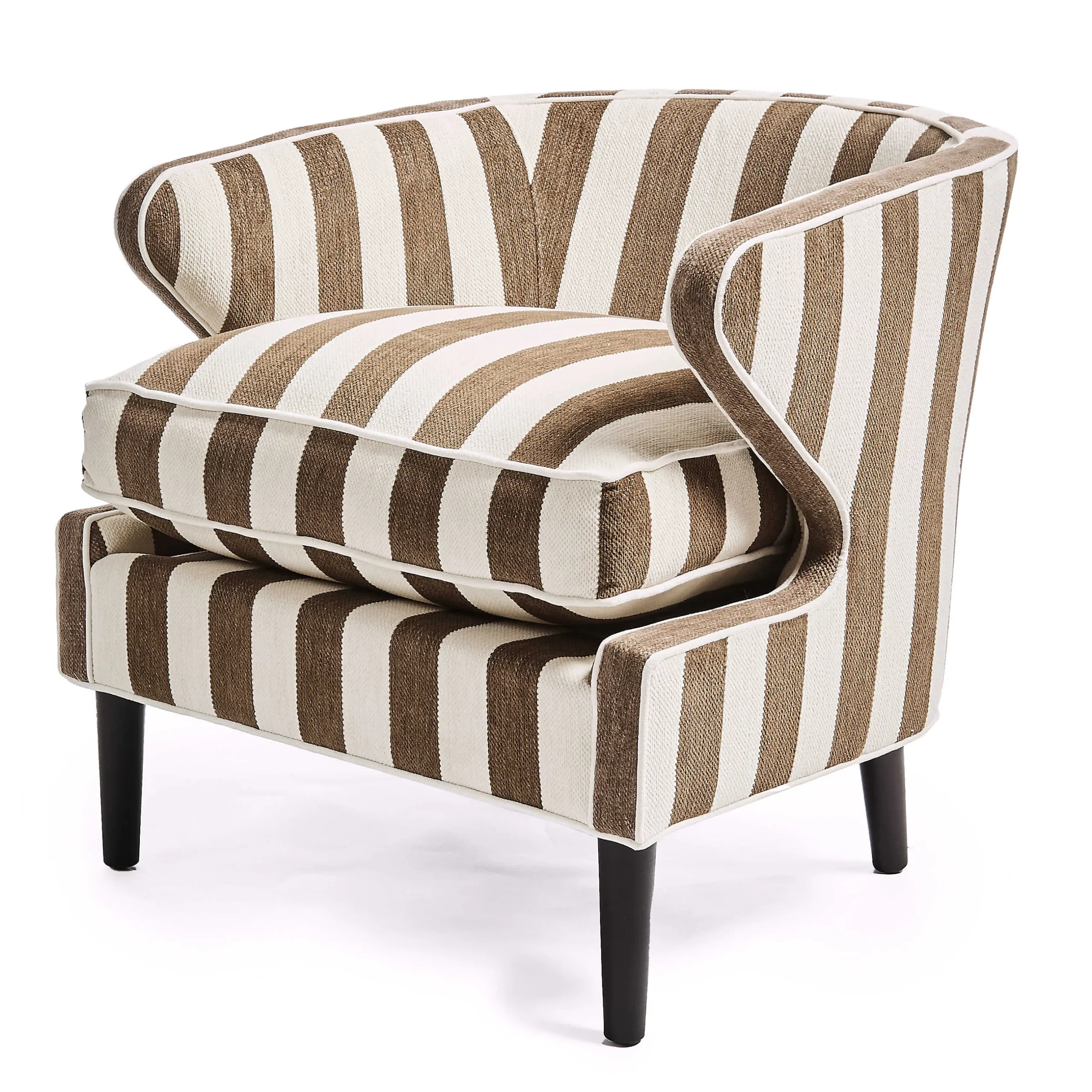 Living Room|MacKenzie-Childs Marquee Brown Stripe Chenille Accent Chair