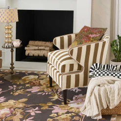 Living Room|MacKenzie-Childs Marquee Brown Stripe Chenille Accent Chair