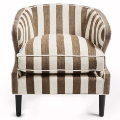 Living Room|MacKenzie-Childs Marquee Brown Stripe Chenille Accent Chair