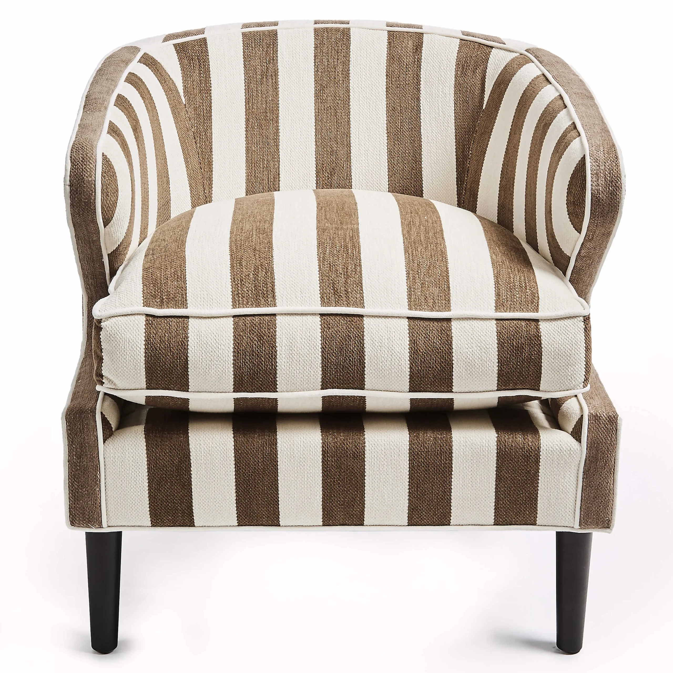 Living Room|MacKenzie-Childs Marquee Brown Stripe Chenille Accent Chair