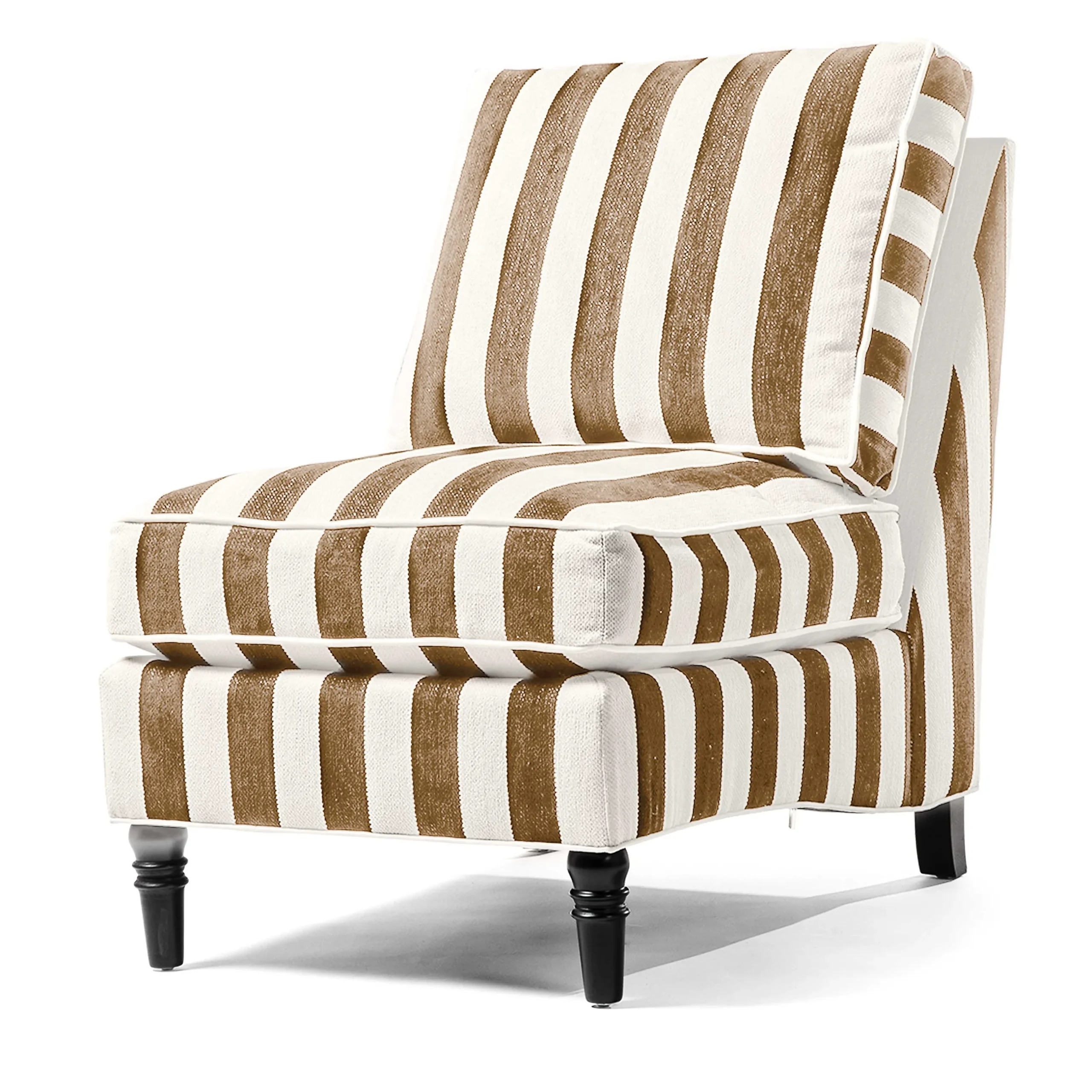 Living Room|MacKenzie-Childs Marquee Brown Stripe Chenille Armless Chair