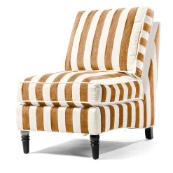 Living Room|MacKenzie-Childs Marquee Brown Stripe Chenille Armless Chair