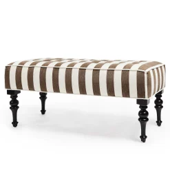 Bedroom|Living Room|MacKenzie-Childs Marquee Brown Stripe Chenille Upholstered Bench