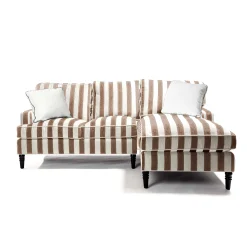 Living Room|MacKenzie-Childs Marquee Brown Stripe 2-Piece Right Arm Chaise Sectional