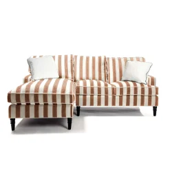 Living Room|MacKenzie-Childs Marquee Brown Stripe 2-Piece Left Arm Chaise Sectional