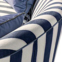Living Room|MacKenzie-Childs Marquee Navy Stripe Chenille Loveseat