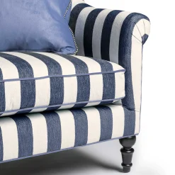 Living Room|MacKenzie-Childs Marquee Navy Stripe Chenille Loveseat