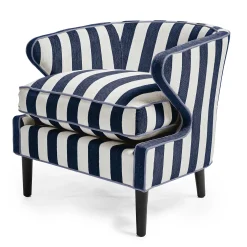 Living Room|MacKenzie-Childs Marquee Navy Stripe Chenille Accent Chair