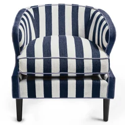 Living Room|MacKenzie-Childs Marquee Navy Stripe Chenille Accent Chair