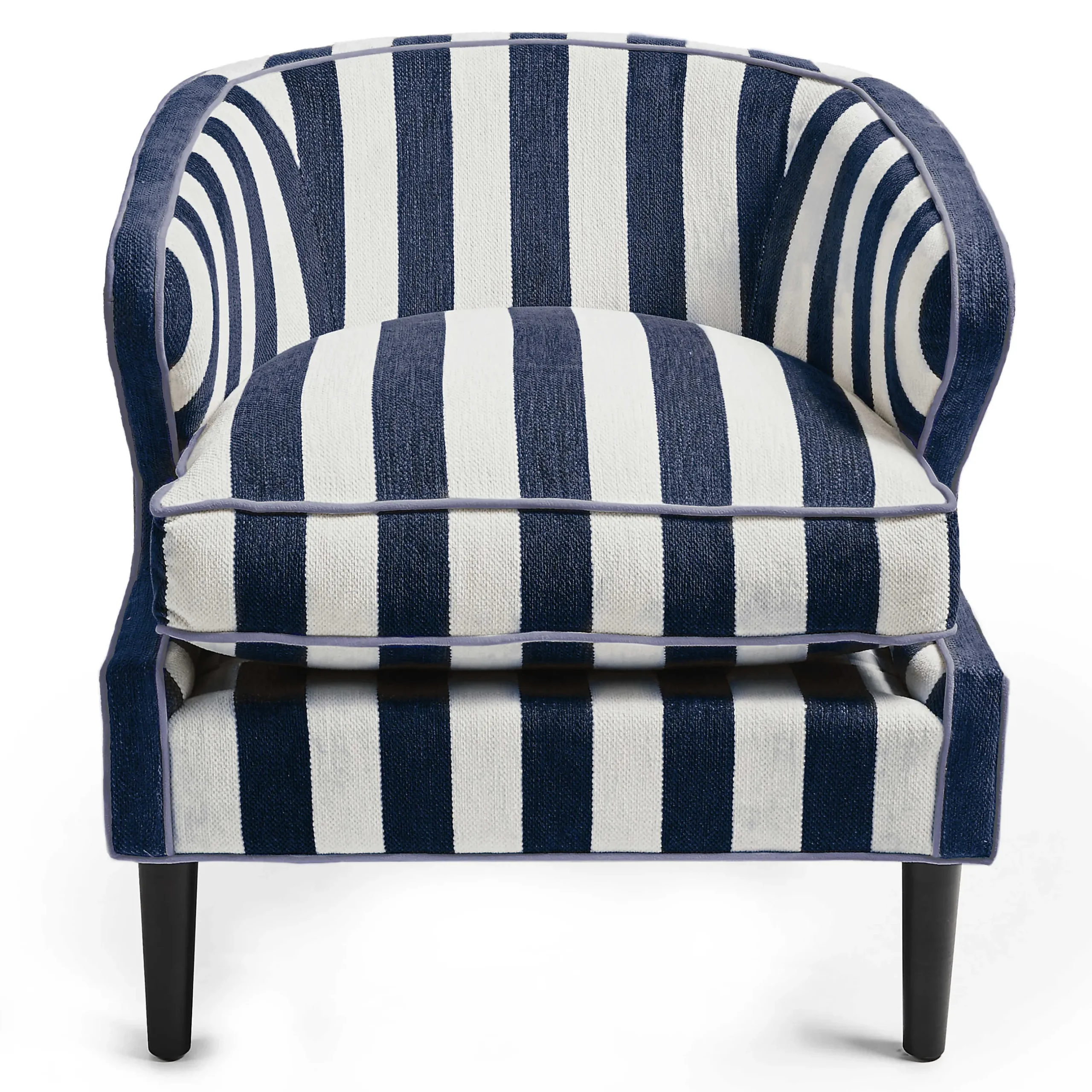 Living Room|MacKenzie-Childs Marquee Navy Stripe Chenille Accent Chair