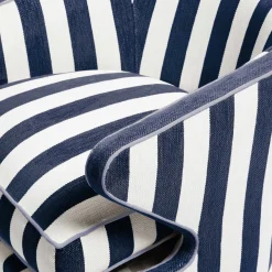 Living Room|MacKenzie-Childs Marquee Navy Stripe Chenille Accent Chair