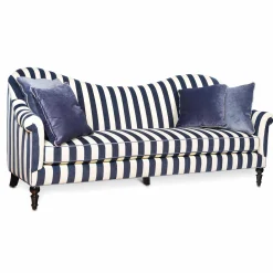 Living Room|MacKenzie-Childs Marquee Navy Stripe Chenille Sofa