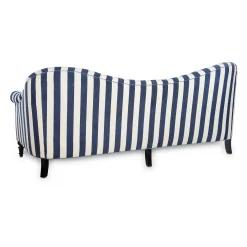 Living Room|MacKenzie-Childs Marquee Navy Stripe Chenille Sofa